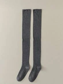 1 o 2 pares de calcetines hasta la rodilla para damas, calcetines gruesos blancos, calcetines largos hasta el muslo de color sólido a juego para botas