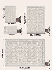 1 块复古花卉碎片大号客厅地毯，波西米亚风格，毛绒材质，触感柔软舒适，易于护理，防水防污，防滑背衬，可机洗，地毯，适用于大厅、卧室地毯、卧室地毯、厨房、餐厅、办公室、房间装饰和门垫。