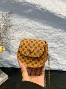 1pc Fashionable And Popular Mini Lipstick Bag For Girl Ins Fashionable Versatile Chain Crossbody Bag Plaid Small Bag, Fashionable Versatile Plaid Small Flower Shoulder Bag Fashionable Commuter Crossbody Chain Small Square Bag, Flip Design Magnetic Buckle Closure, Suitable For Girls To Go Out Shopping, Attend Parties, Daily Use, Giving Gifts To Friends Is A Good Choice - Chain Crossbody Bag - View 6