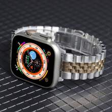 Pulseira de Aço Inoxidável Compatível com Apple Watch Ultra 2 Banda 49mm 40mm 44mm 42mm 38 Bracelete de Metal para Relógio Séries 8 7 6 SE 5 4 3 45mm 41mm WatchBand