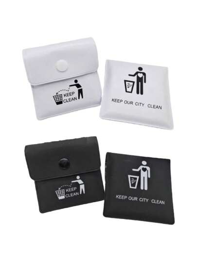 1/2/3/4Pcs Travel Ashtray Ashtray Outdoor Portable Ashtray Reusable Ash Pouch Fireproof Mini Ashtray For Travel Or Daily Use (Black/White) Halloween Edit