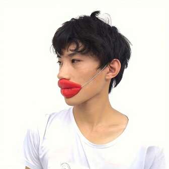 [1pc Giant Sausage Lips Prop] 1pc, Giant Red Sausage Lips, Wedding Party Props, Valentine's Day Props, Oversized Funny Mouth Costume Accessories, Novelty Event Supplies, 2.17in * 3.94in Halloween