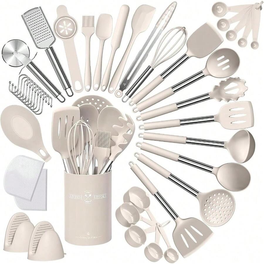 Utensilios de Cocina de Silicona: 43 Piezas Juego de Utensilios de Cocina Antiadherente,Utensilios de Cocina de Silicona Resistente Sin BPA El Mejor Juego de Utensilios de Cocina - 1 - Ver 1