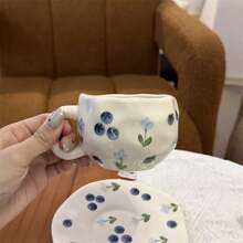 1pc Lovely Handmade Asymmetrical Ceramic Coffee Mug, High-Quality Afternoon Tea/Breakfast Cup, Suitable For Office, Company, And Home Use Back To School
