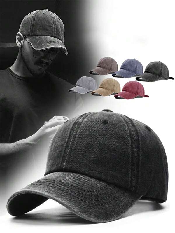 1pc Unisex Wide Brim Baseball Cap, Vintage Distressed Trucker Hat, Street Fashion Big Head Size Snapback For Men & Women, Couple, Student, Outdoor Sports