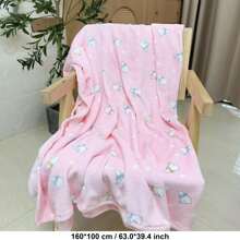 WholeNight 1pc Ins Cartoon Plush Throw Blanket, Soft & Skin-Friendly Flannel Blanket, Lightweight For Spring/Summer/Autumn, Suitable For Indoor, Camping, Air-Conditioned Room, Sofa, Home, Both Boy And Girl Love Valentine - White - View 10