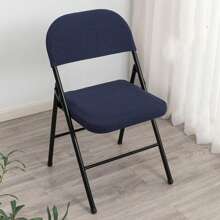 Solid Color Household Folding Chair Cover Suitable For Home Decoration Polyester Cover For Covers Wedding Party Dining Elastic Chair Covers - 深藍色 - 查看 2