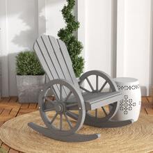 Outsunny Wooden Adirondack Rocking Chair Reclining Armchair Outdoor Garden Furniture Patio Porch Rocker - Grey - View 1