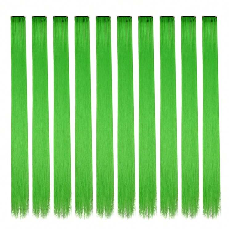 Rainbow Colorful Hair Clip In Hair Extensions Multi-Colors Party Highlights Clip In Synthetic Hair Extensions 22 Inch Straight Hair Accessories For Women Girls (10 Pcs) - Multicolor - View 19