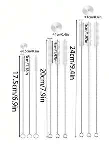5/10/20/50 超长不锈钢清洁刷、可重复使用的吸管清洁刷、厨房清洁用品、管道清洁器、吸管清洁器，非常适合清洁玻璃硅胶金属吸管和水瓶吸管杯。