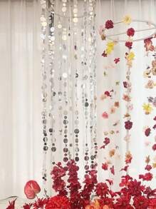 20/10/5/1pc Silver Mirror Sequin Curtain Decor - Hanging Sequin Garland, Suitable For Wedding, Engagement, Birthday Party, Valentine's Day, Graduation - No Power Needed Decoration