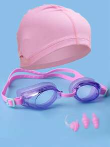 SHENYU （5 件）成人和青少年游泳镜、泳帽、耳塞和鼻夹套装 - 紫色 - 查看 3