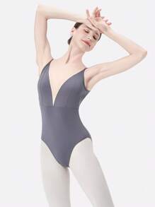 DonsGirl Bộ đồ múa ba lê hở lưng chữ V sâu thanh lịch gợi cảm dành cho nữ - Lý tưởng cho trang phục biểu diễn, tập luyện hàng ngày, luyện tập ba lê và tập thể dục thể thao - Xám - Xem 8