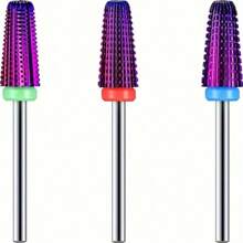 1 pezzo e set da 5 pezzi Punte per trapano in acciaio al tungsteno dal design a trapezio colorato e affusolato, fresa a barilotto in carburo, punte per limatura unghie, strumenti professionali per la arte di unghie - Multicolore - Visualizzare 8