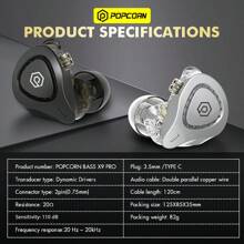 Audífonos Intraurales Popcorn Bass X9 Pro 3.5MM Con Micrófono - Negro - Ver 10