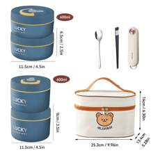 Portable 304 Stainless Steel Thermal Lunch Box With Cutlery&Lunch Bag, Cute Capybara Pattern Leak Proof Bento Box, Microwave Safe&Hot Water Heating, Insulated Anti Scalding Lunch Container, Reusable Fruit Salad Food Storage Container, Suitable For Student And Adult Use In School, Office, Outdoor Camping, Picnic, Travel