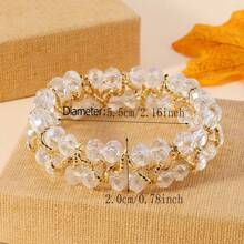 1 سوار يدوي مصنوع من خرز لامع وسلسلة من الألومنيوم، بتصميم متعدد الاستخدامات مناسب للنساء، للحفلات والأفراح والشاطئ والأعياد، هدية كلاسيكية وأنيقة