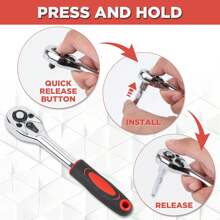 46pcs Mechanic Tool Kit - Steel Sockets With Ratchet Wrench, Multifunctional Auto Repair Set With Carrying Case, Manual Tools For DIY Projects