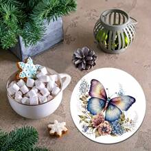 1 bộ/4/6 miếng lót ly họa tiết bướm và hoa, tấm cách nhiệt, tấm lót có thể giặt được, tấm lót bàn chống bỏng chống trượt, miếng lót ly trên ô tô, hoàn hảo cho gia đình, quán cà phê, văn phòng, nhà bếp, giờ uống trà, đồ trang trí tiệc theo chủ đề, quà tặng tinh tế - Nhiều màu - Xem 7