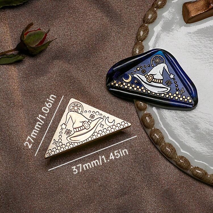 复古神秘系列三角形蜡封印章 - 非常适合情书、邀请函、节日贺卡、笔记本、剪贴簿、DIY 工艺品 - 金色 - 查看 8