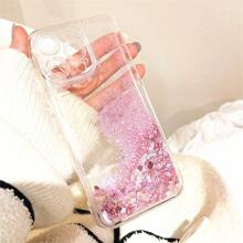 Heart A Quicksand 保护壳 BlingBling-闪亮设计，防震防摔-兼容 iPhone 用户-送给女孩和青少年的完美礼物兼容 iPhone16/7/8/11/12/13/14/15/X/XR/Xs/Plus/Pro/Pro Max/SE2