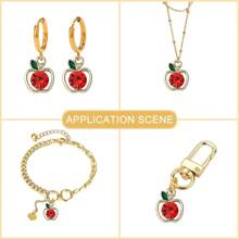 20 件金色红苹果合金饰品，带水钻食物水果金属诞生石饰品，适合感恩节老师 DIY 珠宝制作礼物 - 20pcs - 查看 7