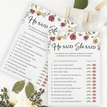 41 pièces, Jeu de douche nuptiale imprimé pour fête - 4 jeux et activités amusants pour 20 invités, impression recto-verso, comprend le bingo, le symbole, le marié et la mariée disent, vient avec des cartes de réponse