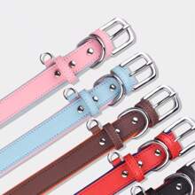 Collar de perro personalizado de PU con almohadilla de goma suave y cómoda, placa de identificación personalizada para perros pequeños y medianos, collar resistente - Multicolor - Ver 6