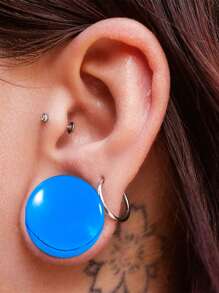 1Pair Transparent Blue Glass Solid Ear Plug No Thread Ear Expander Strencher Ear Gauges Tunnel Body Piercing Jewelry For Male&Female Daily Wearing 6-30mm - Blue - View 3