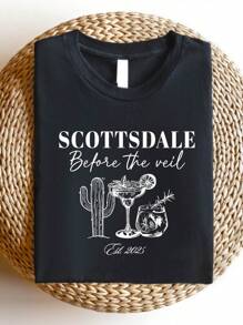 Scottsdale Bachelorette Shirt, Scottsdale Before The Veil T-Shirt, Scottsdale Bride Tee, Location Bachelorette Shirts, Desert Bride SD-467 - Black - View 1