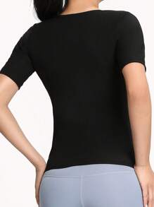 1pc Waist Trainer Sweat Sport Fitness Top, Short/Long Sleeve Shapewear - Multicolor - View 5