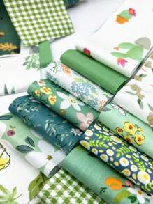 20pcs Of Assorted Colors Per Set, Measuring 6.3*50Cm Or 2.5*19.7In, Quilted Green Fabric For DIY Handmade Doll Clothing, Pre-Cut Patchwork For Sewing Crafts.