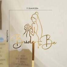 1/3/6件装金色/银色亚克力新娘手捧鲜花蛋糕装饰摆件，适用于婚礼派对蛋糕装饰