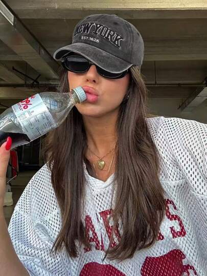 1pc Embroidered New York Washed Baseball Cap, Outdoor Adjustable Sun-Blocking Lightweight Waterproof Cap, Unisex