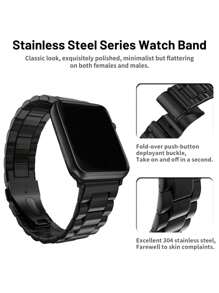 1pc Compatible With Apple Watch Band 49mm 46mm 45mm 44mm 42mm 41mm 40mm 38mm,Business Stainless Steel Metal Black Watch Band Compatible With Apple Watch Band Series Ultra SE Series 11 10 9 8 7 6 5 4 3 2 1 Men & Women As A Gift For Students Returning To School - Black - View 4