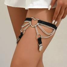 朋克暗黑风格心形女士吊袜带 - 黑色 - 查看 2