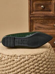 Women's Spring Plaid Contrast Black Flat Shoes - Dark Green - View 7