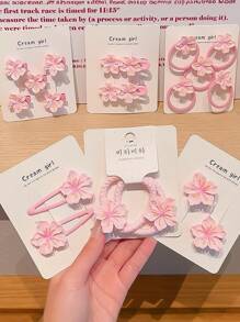 全新儿童樱花发夹和发环、粉色樱花发夹、婴儿侧刘海发饰 - 彩色 - 查看 3