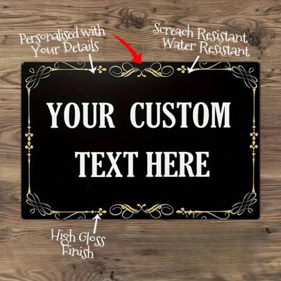 1 st personlig metallnamnskylt, anpassningsbar text välkomstskylt, vattentät, ingen el krävs, 20x30 cm heminredning