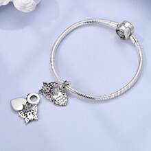 1pc Silver Color Exquisite Cubic Zirconia Women's Health Butterfly Love Pendant Charm Fit Snake Bracelet Necklace DIY Jewelry Making Beads Anniversary Gift For Girl