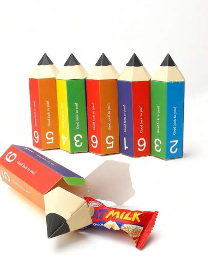 5pcs/10pcs/15pcs/20pcs/25pcs/30pcs Back To School Pencil Shaped Candy Cartoon Gift Boxes, Halloween Creative Foldable Colorful Packaging Paper Boxes, Children's Souvenirs