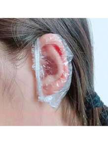 Transparent Shower Earmuffs, Waterproof Elastic Shower Cap, Thick, Large, High Elasticity Shower Cap, Used For Bathing And Hair Care, Easy To Carry When Traveling Home Bathroom Decor Fall Decor Back To School