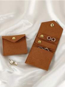 1件装奢华麂皮首饰卷式收纳盒 - 高级耳环、戒指、耳钉、项链收纳盒 - 小巧便携，保护性强，是度假、旅行的理想之选，女士首饰盒，首饰收纳盒