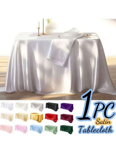 1 件奢华缎面桌布闪闪发光的矩形面料，颜色多样，非常适合婚礼、典礼、节日和生日派对多功能餐桌布局 | 优雅桌布 | 桌布