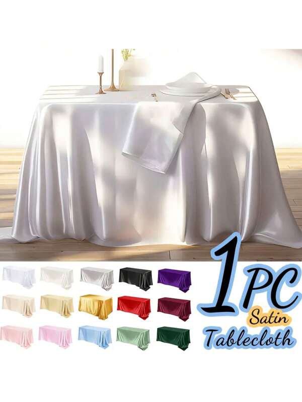 1PC Luxury Satin Tablecloth Glittering Rectangular Fabrics Of Various Colors Perfect For Weddings, Ceremonies, Festivals And Birthday Parties Multifunctional Dining Table Layout | Elegant Tablecloth | Tablecloth