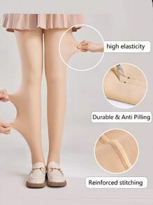 1 双女士保暖内衬不透明紧身裤 200D 保暖冬季连裤袜 带控制上衣 - 卡其色 - 查看 4