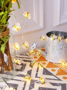 1串蜜蜂LED灯串，1米/3.28英尺、2米/6.56英尺、3米/9.84英尺可选，蜜蜂造型仙女灯，适用于卧室、客厅、植物、露台、派对、婚礼，营造温馨氛围，电池供电（不含电池） - 暖光 - 查看 2