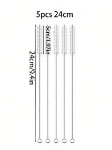 5/10/20/50 超长不锈钢清洁刷、可重复使用的吸管清洁刷、厨房清洁用品、管道清洁器、吸管清洁器，非常适合清洁玻璃硅胶金属吸管和水瓶吸管杯。