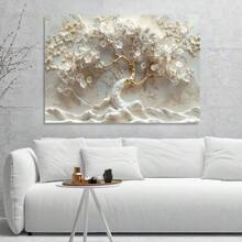 1PC 2D Flat Tree Of Life Canvas Painting Artwork Posters, Abstract Botanical Flowers Tree On Canvas, Modern Home Decor Painting,Wall Arts Pictures No Framed, Print Poster - Black - View 7