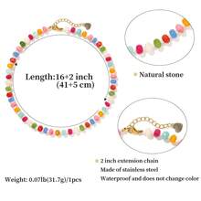 A Golden Cloud Bohemia Style Rainbow Gemstone Beaded Necklaces For Women Colorful Natural Stone Necklaces Surfer Beach Jewelry Gifts Daily Wear - Multicolor - View 3